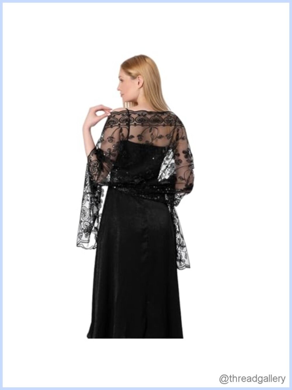 Sequin Floral Sheer Mesh Evening Shawl Wrap Bridal Scarf Party Formal Accessory